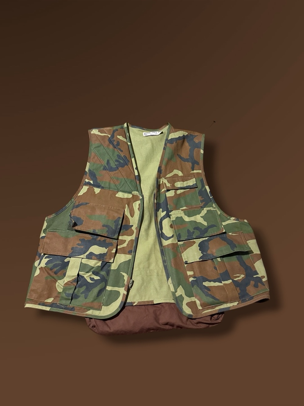 Vintage Camo Utility Vest - Green/ Brown